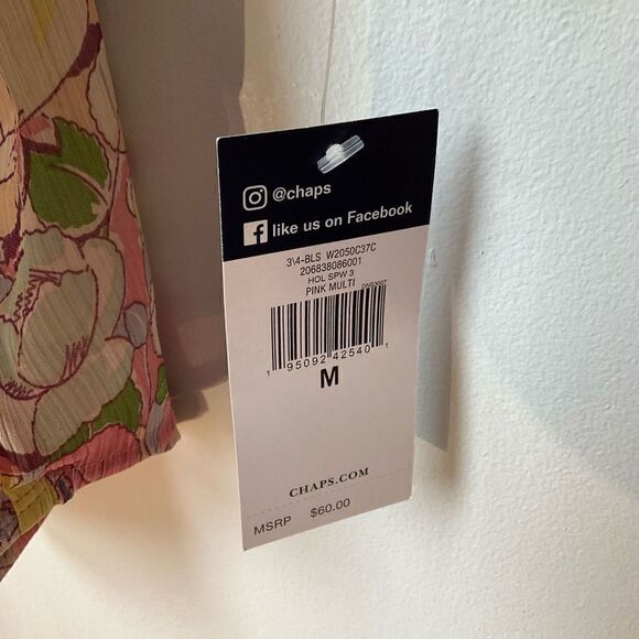 CHAPS Ralph Lauren NWT Gauzy Floral Poet Blouse w Ruffle Tiered Bell Sleeves, M - Picture 12 of 14